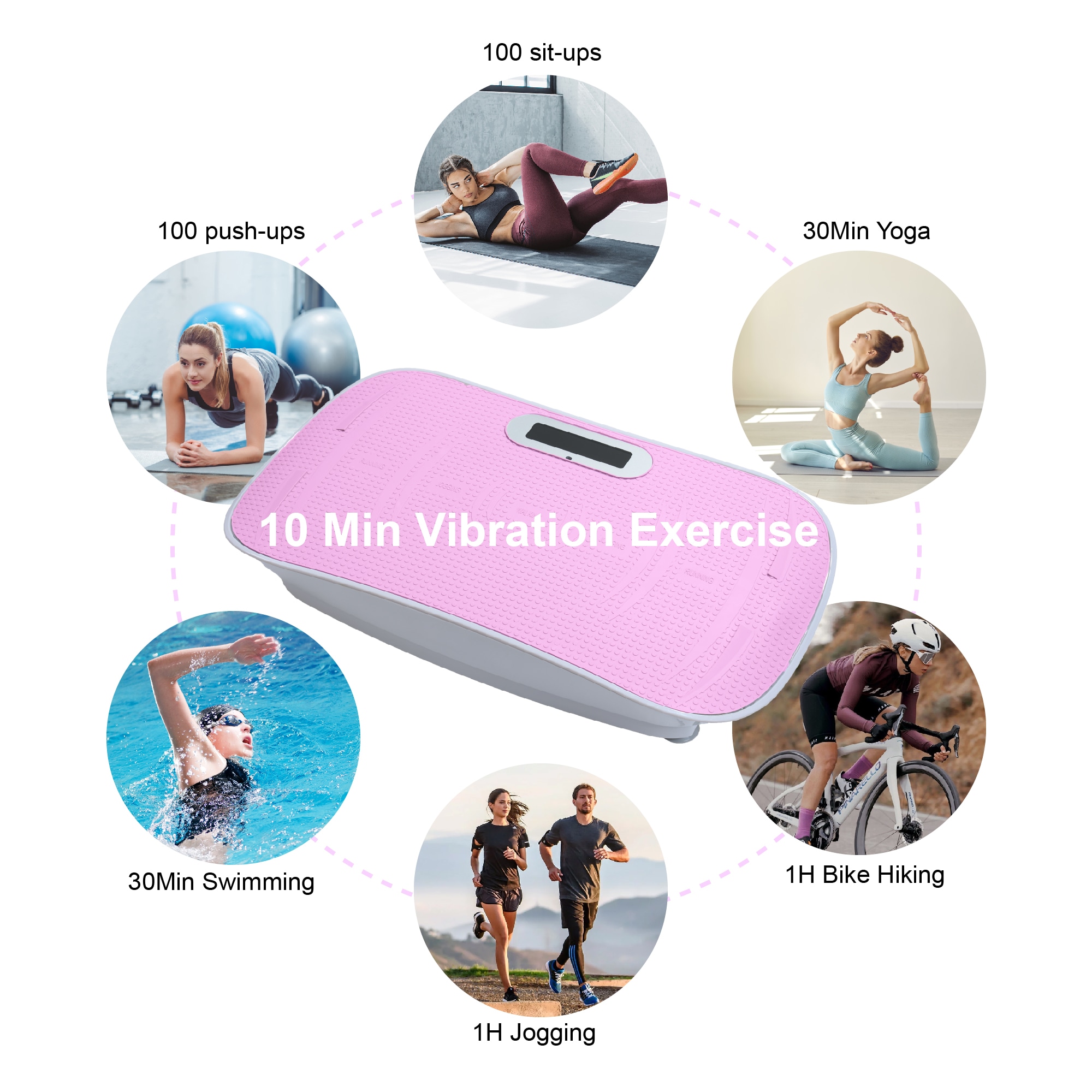 Full Body Vibration Platform Crazy Fitness Massage 10-Frequency Weight Loss & Fat Burner Shaking Machine For Unisex Pink_voghion.com